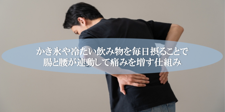 かき氷や冷たい飲み物を毎日摂ることで腸と腰が連動して痛みを増す仕組み
